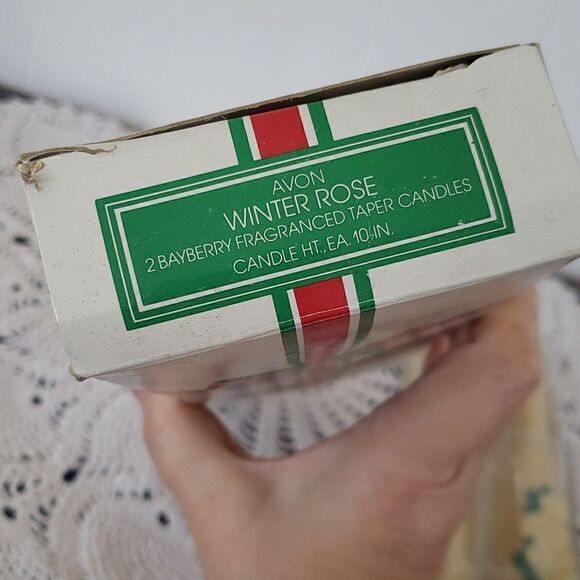 New in Box Vintage Avon Winter Rose 10" Taper Candles with Bayberry Fragrance - Picture 3 of 6